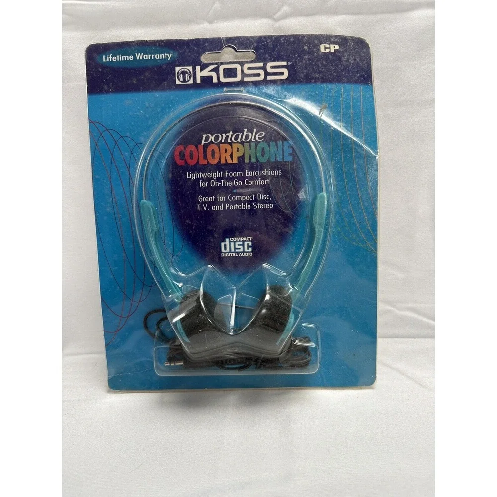 Vintage KOSS Colorphones Portable Electronics‎ On Ear Headphones Turquoise Blue